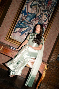 Embroidered Shamooz Silk 3-Piece Suit with Chiffon Dupatta | Ready to Wear