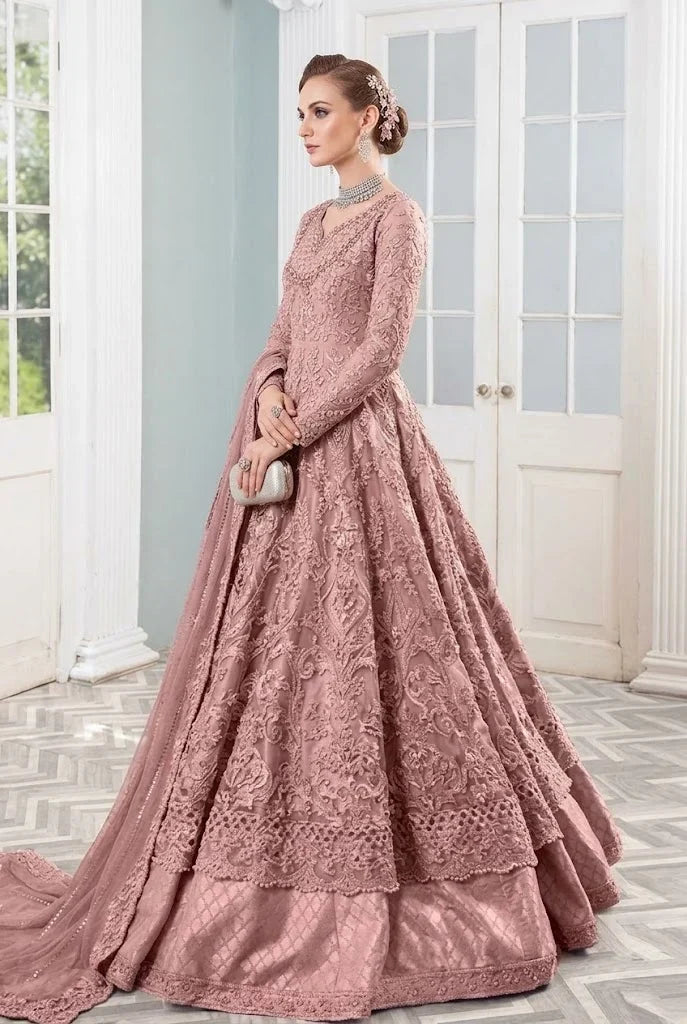 Dusty Mauve Pink: Net Heavy Bridal Gown Suit | Ready To Wear
