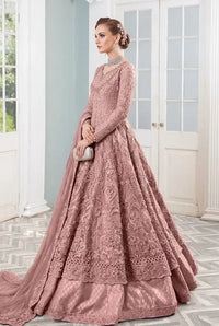 Dusty Mauve Pink: Net Heavy Bridal Gown Suit | Ready To Wear