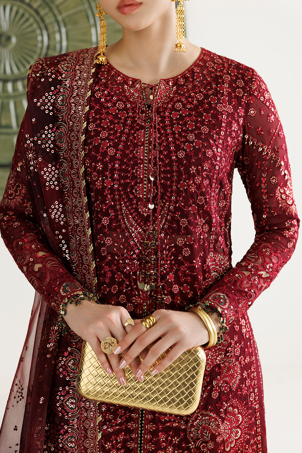 Embroidered Chiffon 3-Piece Suit With Organza Dupatta | Ready To Wear
