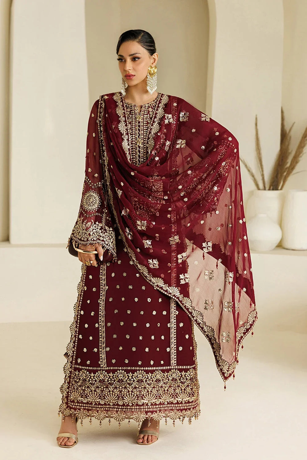 Sequin Embroidered Chiffon 3-Piece Suit | Ready to Wear