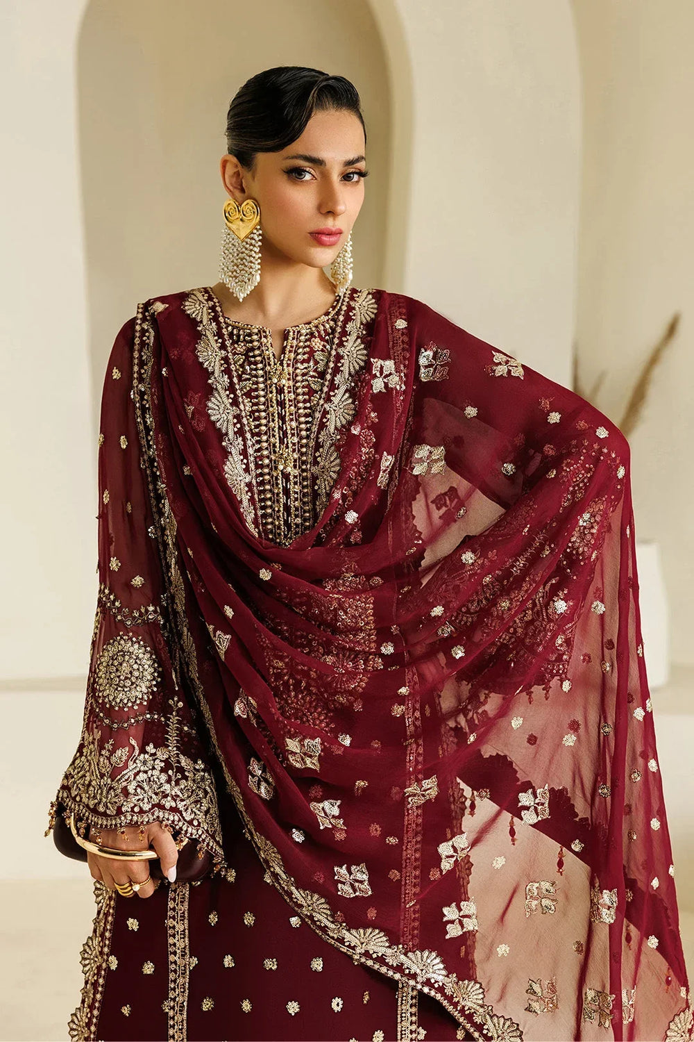 Sequin Embroidered Chiffon 3-Piece Suit | Ready to Wear