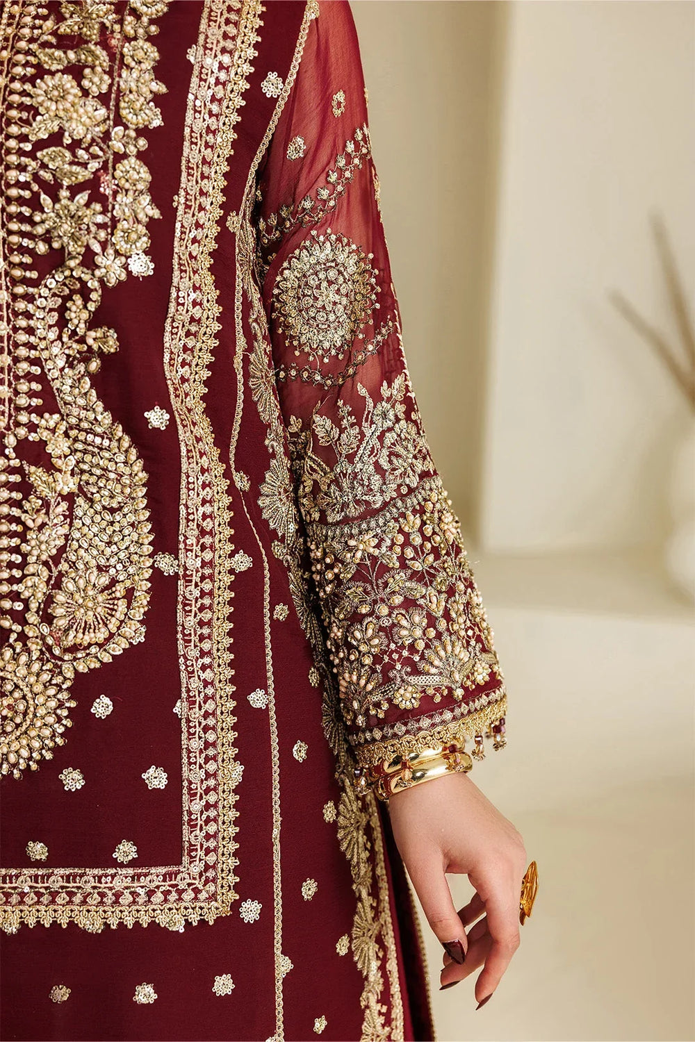 Sequin Embroidered Chiffon 3-Piece Suit | Ready to Wear