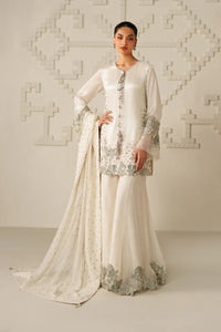 Moonlight Ivory: Embroidered Chiffon Suit | Ready To Wear