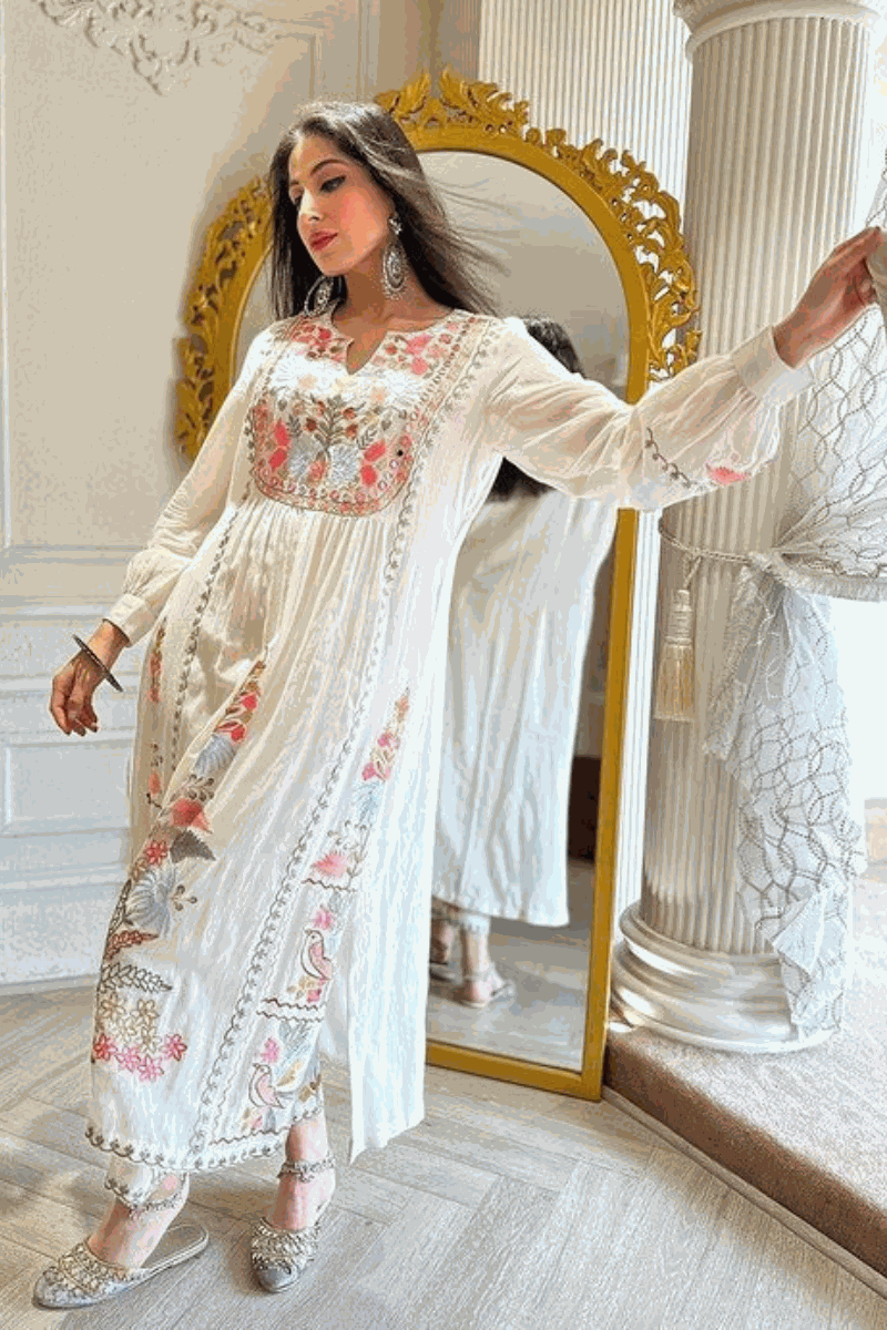 Embroidered Straight Kurti 3 Pc Suit Ready To Wear