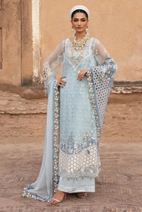 Powder Blue & Ivory Accent: Embroidered Chiffon Suit | Ready To Wear
