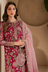 Pink Chiffon Embroidered Formal Suit with Silk Trouser & Net Dupatta | Ready to Wear