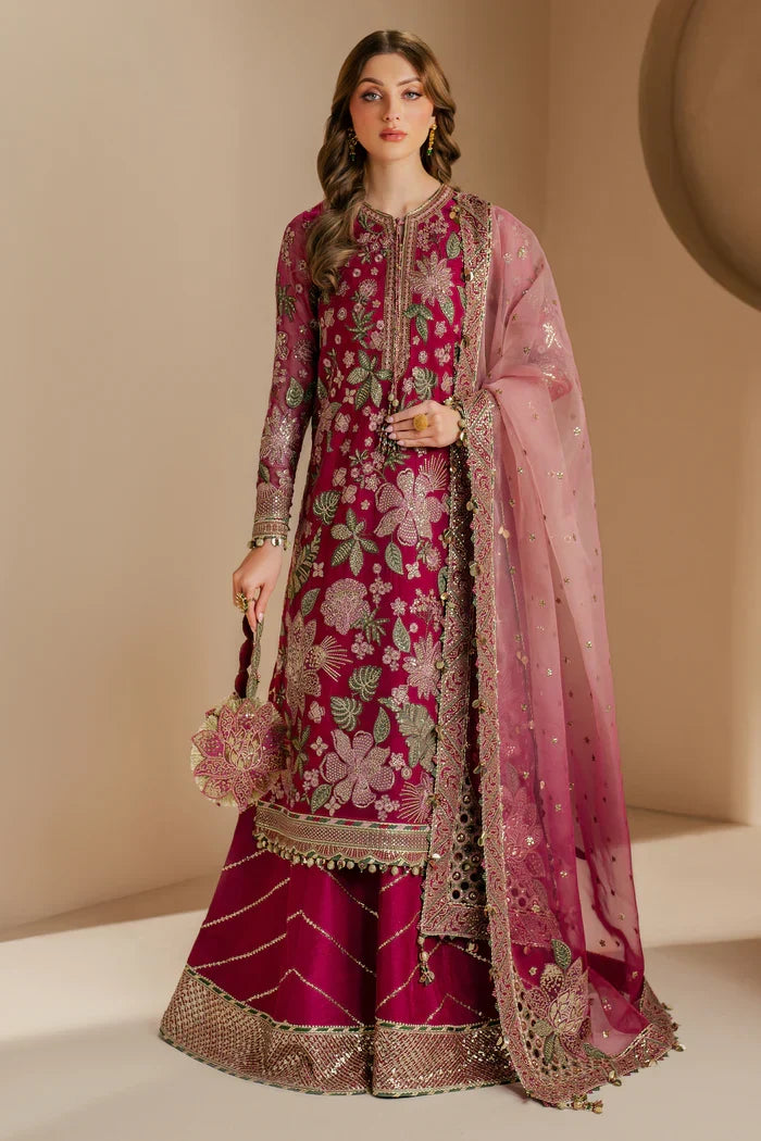 Pink Chiffon Embroidered Formal Suit with Silk Trouser & Net Dupatta | Ready to Wear