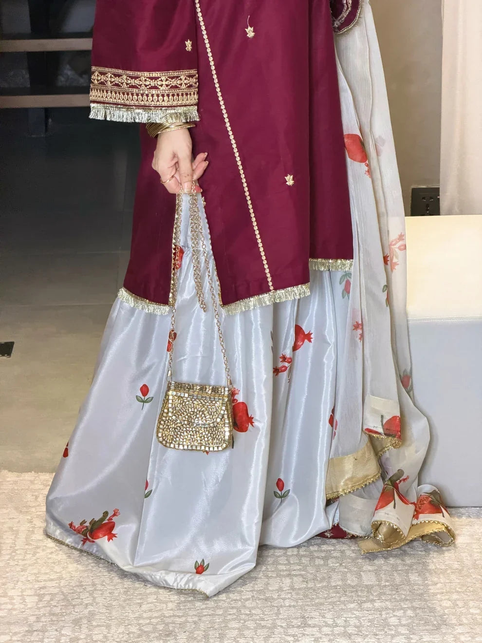 Embroidered Shamooz Silk 3-Piece Suit | Ready To Wear