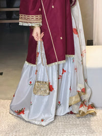 Embroidered Shamooz Silk 3-Piece Suit | Ready To Wear