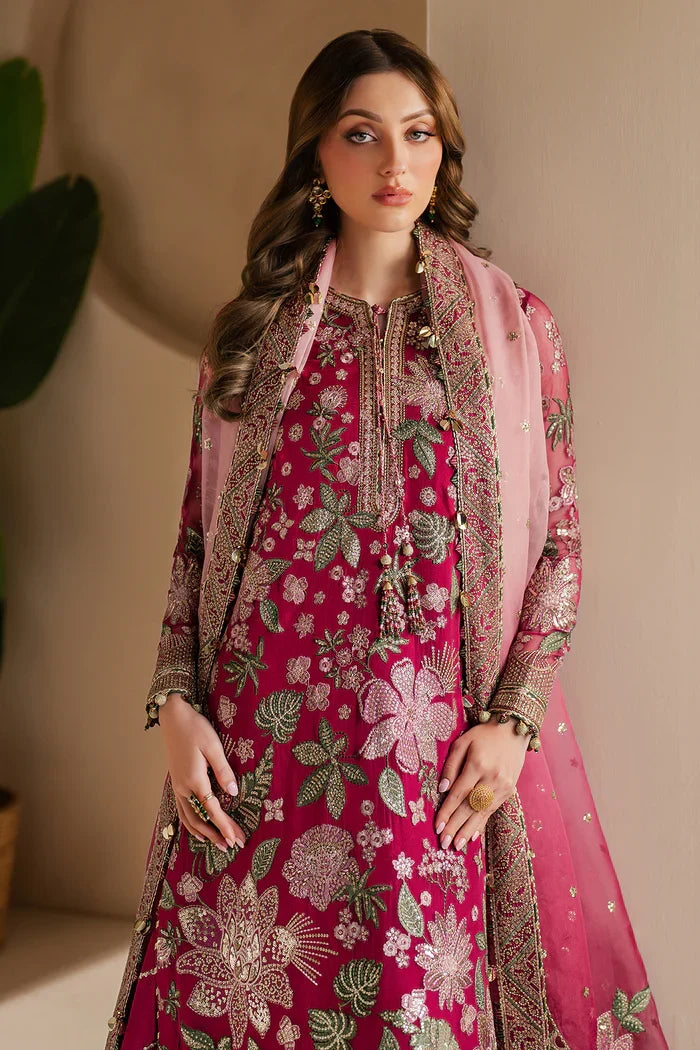 Pink Chiffon Embroidered Formal Suit with Silk Trouser & Net Dupatta | Ready to Wear