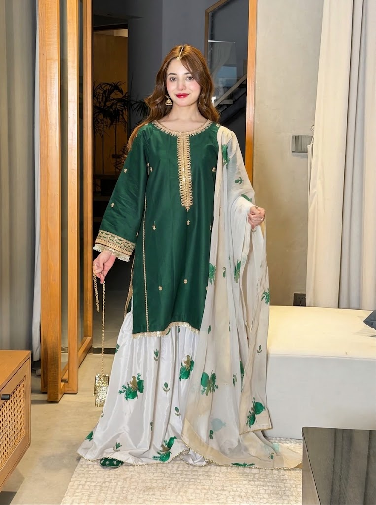 Embroidered Shamooz Silk 3-Piece Suit | Ready To Wear