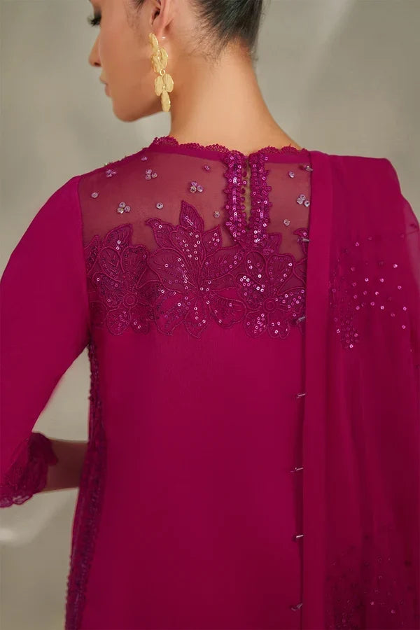 Deep Fuschia: Embroidered Short Kurti Suit | Ready To Wear