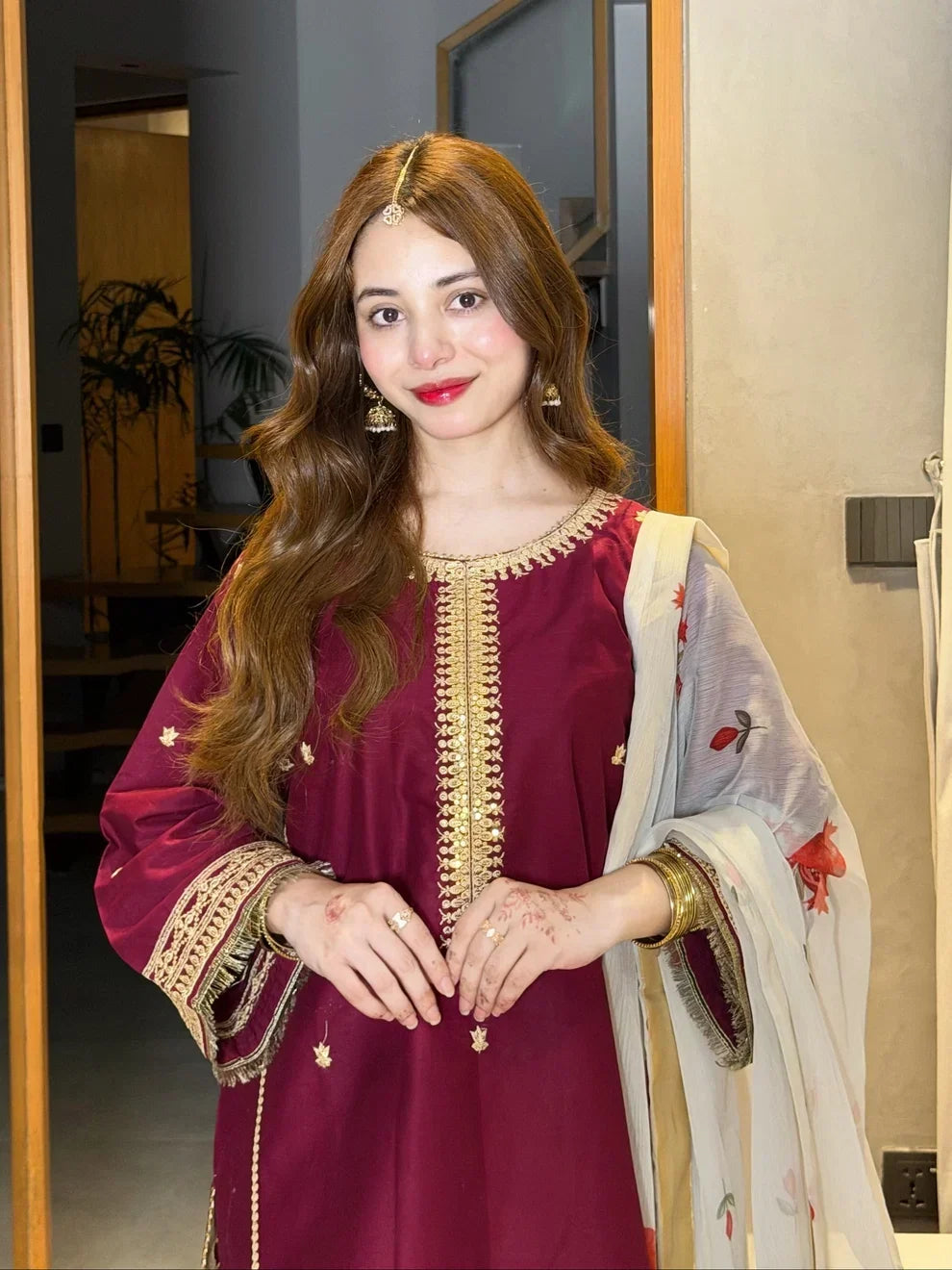 Embroidered Shamooz Silk 3-Piece Suit | Ready To Wear