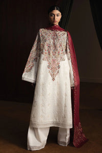 Ivory Kashmiri: Embroidered Lawn Long Kurta | Ready To Wear