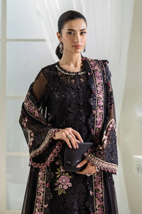 Jet Black & Blush Pink Luxury Embroidered Chiffon Suit | Ready to Wear