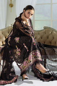 Jet Black & Blush Pink Luxury Embroidered Chiffon Suit | Ready to Wear