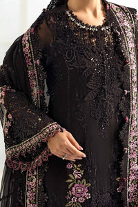 Jet Black & Blush Pink Luxury Embroidered Chiffon Suit | Ready to Wear
