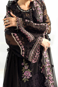 Jet Black & Blush Pink Luxury Embroidered Chiffon Suit | Ready to Wear