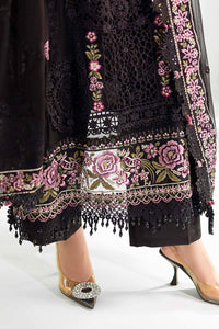 Jet Black & Blush Pink Luxury Embroidered Chiffon Suit | Ready to Wear
