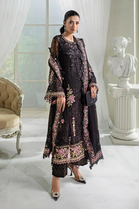 Jet Black & Blush Pink Luxury Embroidered Chiffon Suit | Ready to Wear
