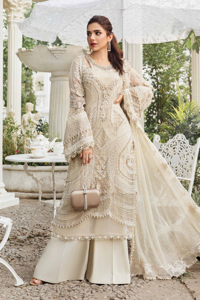3-Piece Chiffon Suit With 3D Floral Handwork & Ready-to-Wear Dupatta | RTW