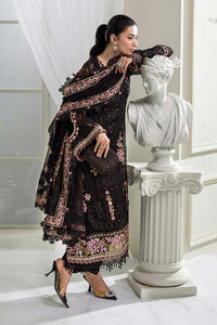 Jet Black & Blush Pink Luxury Embroidered Chiffon Suit | Ready to Wear