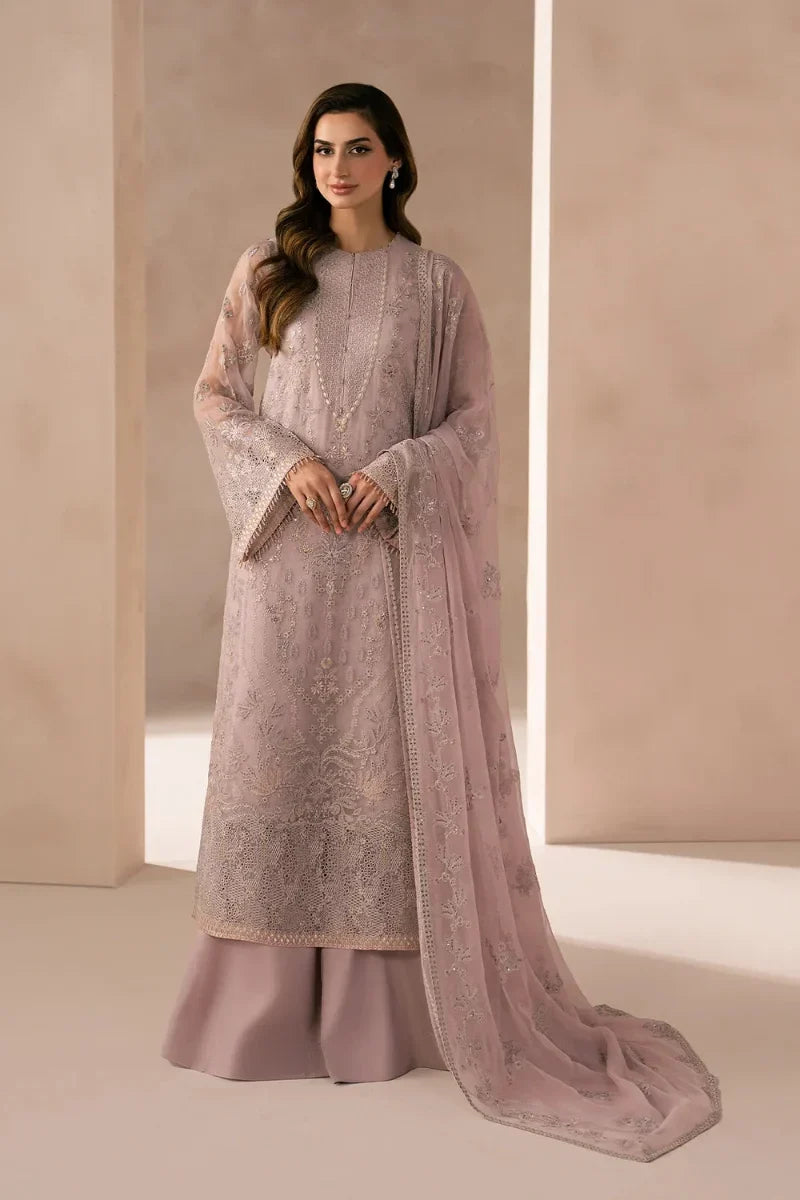 Pastel Blush: Heavy Embroiderd Chiffon Suit | Ready To Wear