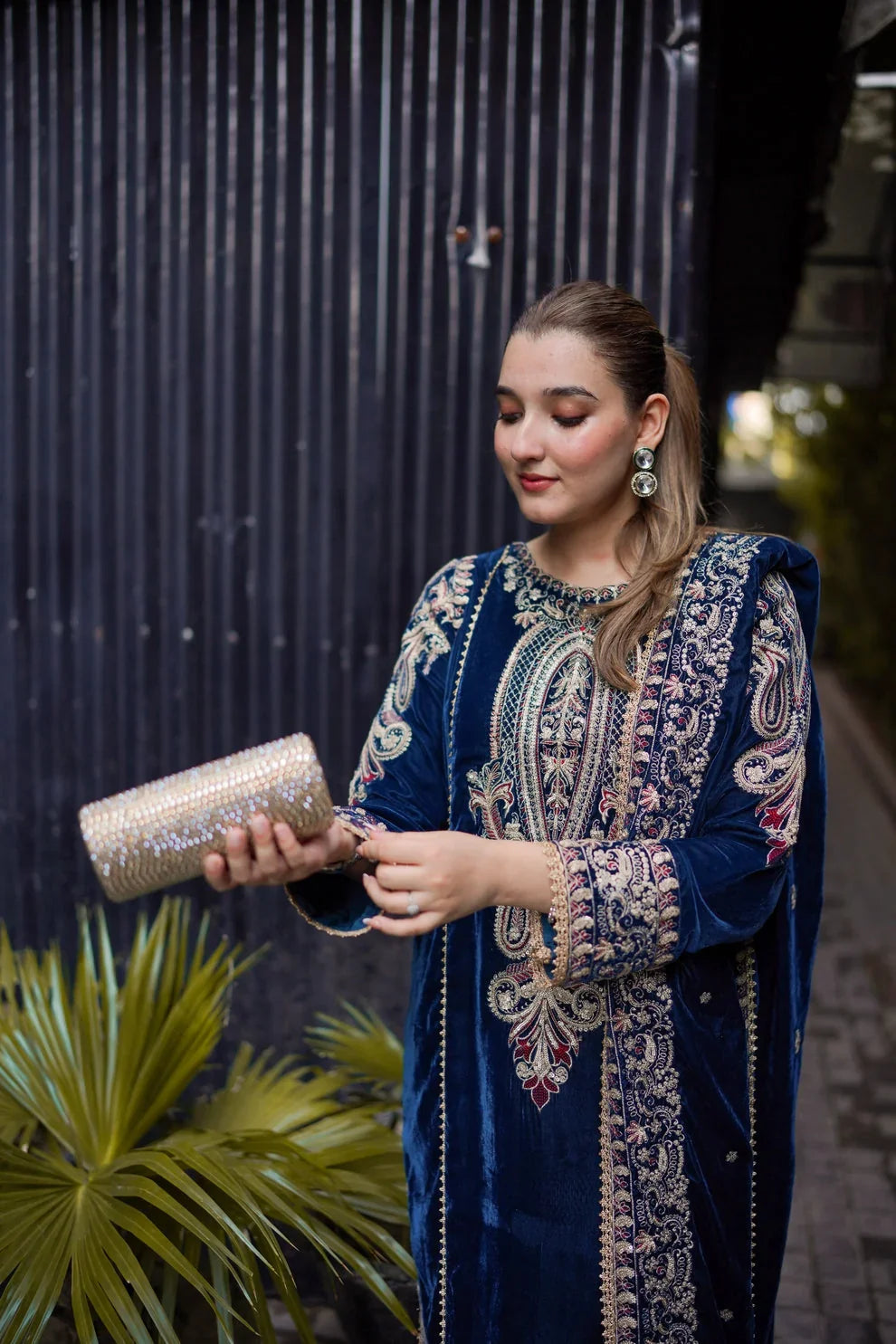 3 Piece Stitched Velvet Suit - Ready To Wear