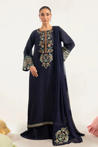 Navy Blue & Multi-Color: Embroidered Chiffon Suit | Ready To Wear