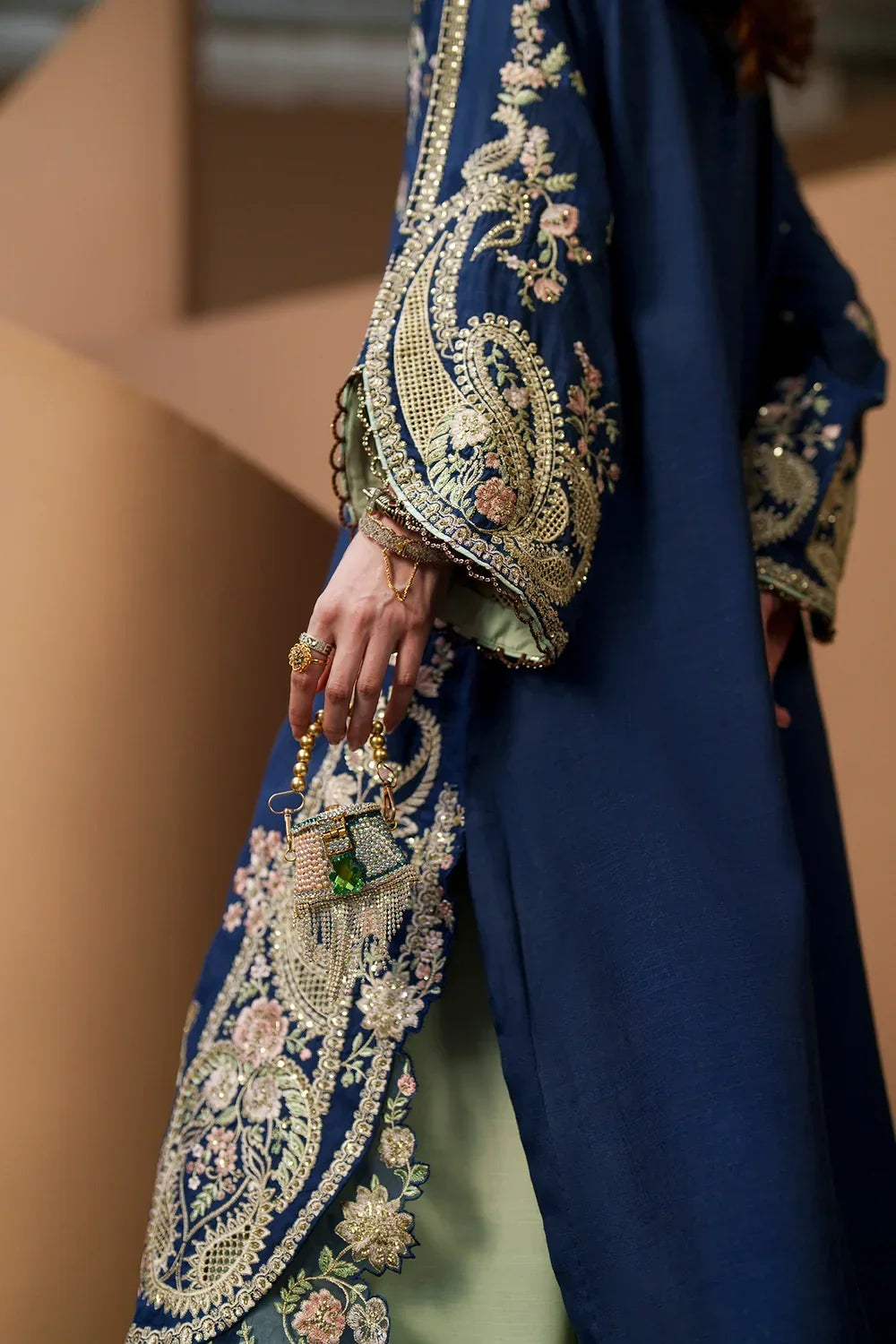 Royal Indigo Blue: Embroidered Silk Kaftan | Ready To Wear
