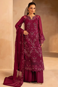 Rich Magenta Wine: Embroidered Chiffon Suit | Ready To Wear