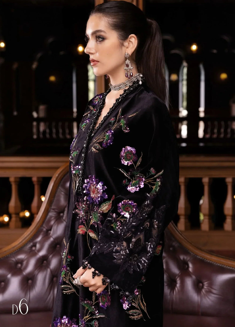 Sequin Embroidered Sheesha Silk  3-Piece Formal Suit with Silk Dupatta | Ready to Wear