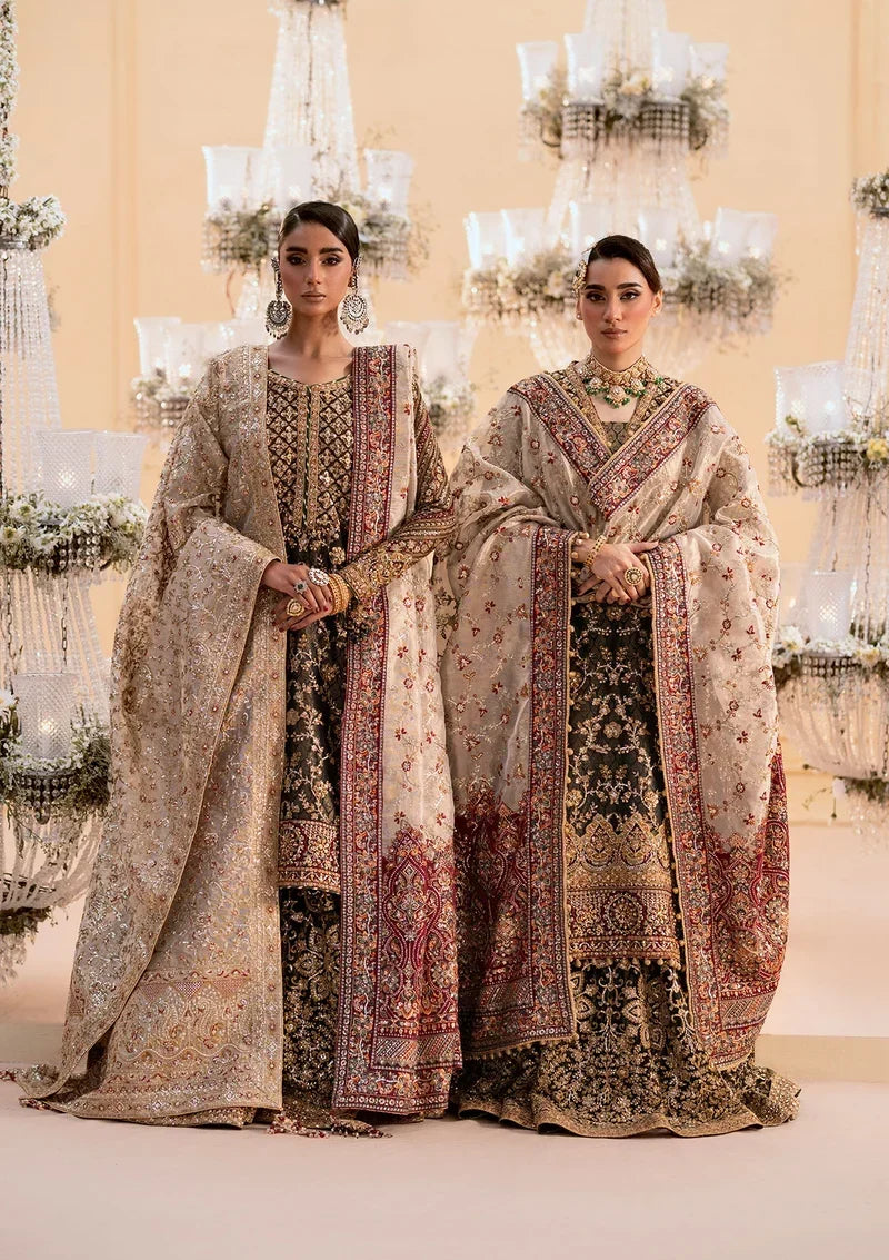 Deep Antique Bronze & Charcoal: Embroidered Organza Suit | Ready To Wear