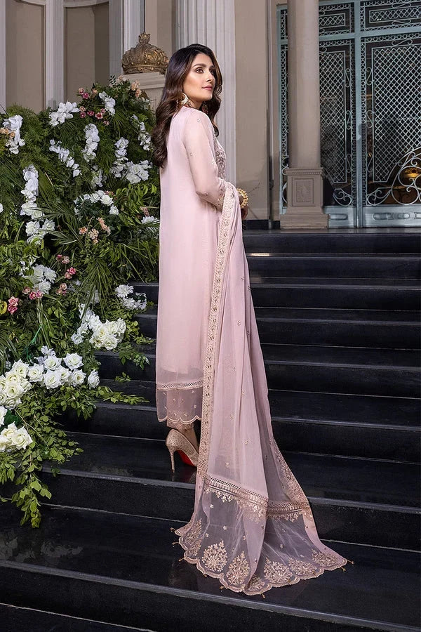 The Dusty Lavender Grace: Embroidered Chiffon Suit | Ready To Wear