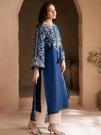 Elegant Embroidered Egyptian Cotton 3-Piece Suit with Chiffon Dupatta | Ready to Wea