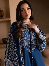 Elegant Embroidered Egyptian Cotton 3-Piece Suit with Chiffon Dupatta | Ready to Wea